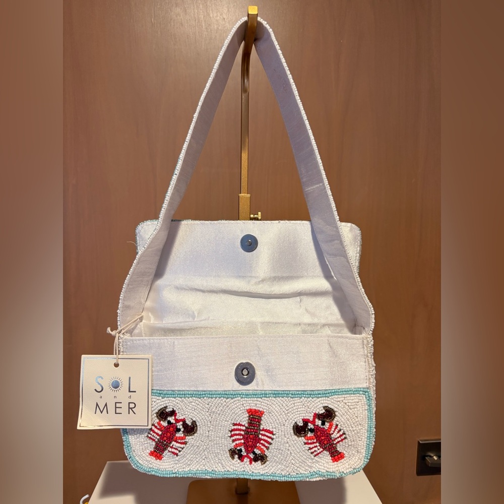 Lobster Beaded Shoulder Bag - White and Red - Picture 4 of 4